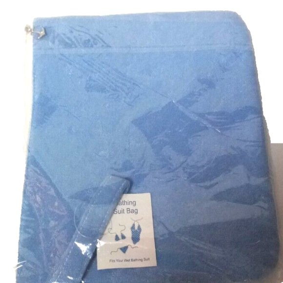 Cruise Club Take Me to the Beach Bathing Suit Bag 11 x 9 Blue New with Tag - Picture 4 of 4